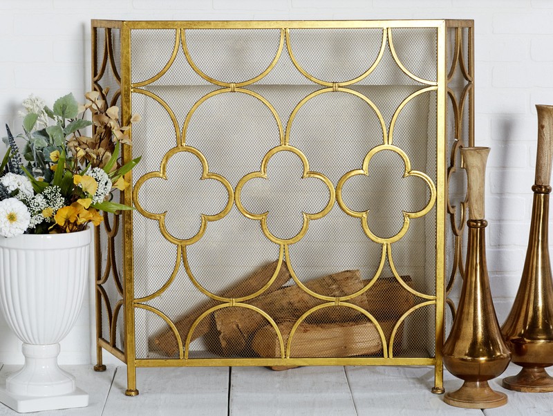 Danen 3 Panel Iron Fireplace Screen