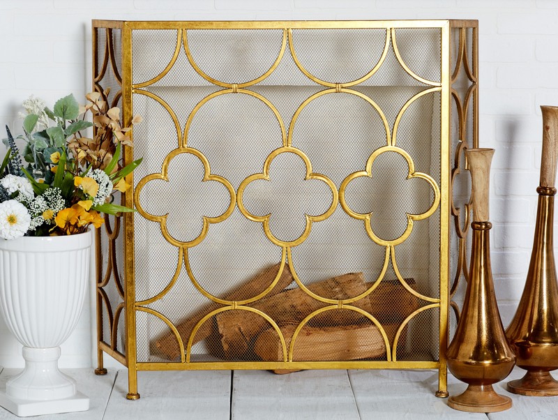 Danen 3 Panel Iron Fireplace Screen