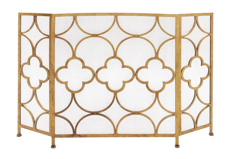 Danen 3 Panel Iron Fireplace Screen