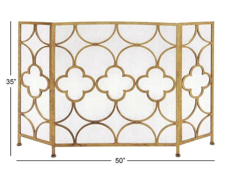 Danen 3 Panel Iron Fireplace Screen