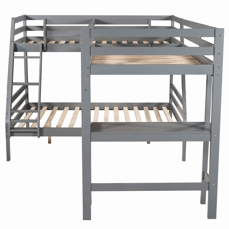 Danon Twin Over Full L-Shaped Bunk Beds with Built-in-Desk by Harriet Bee
