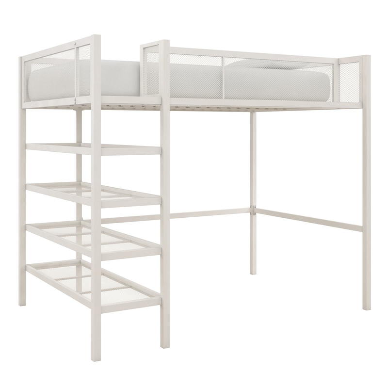 Debbi Twin Metal Loft Bed with Bookcase by Harriet Bee