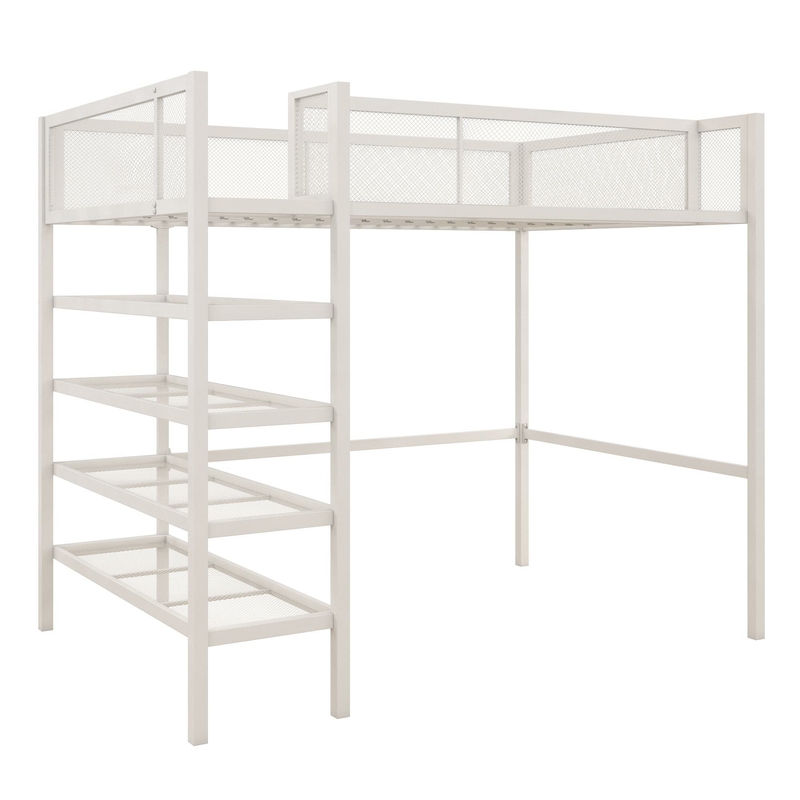 Debbi Twin Metal Loft Bed with Bookcase by Harriet Bee