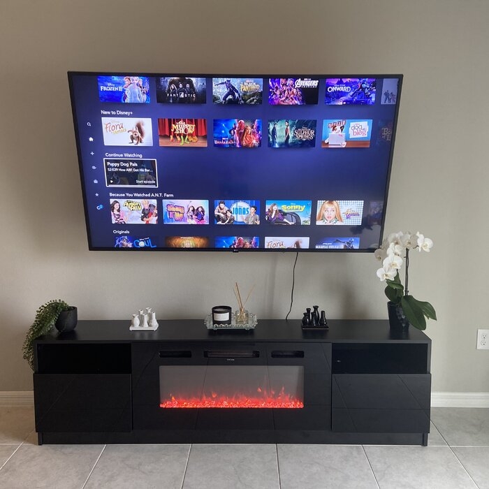 Delaine TV Stand for TVs up to 90" with Fireplace Included