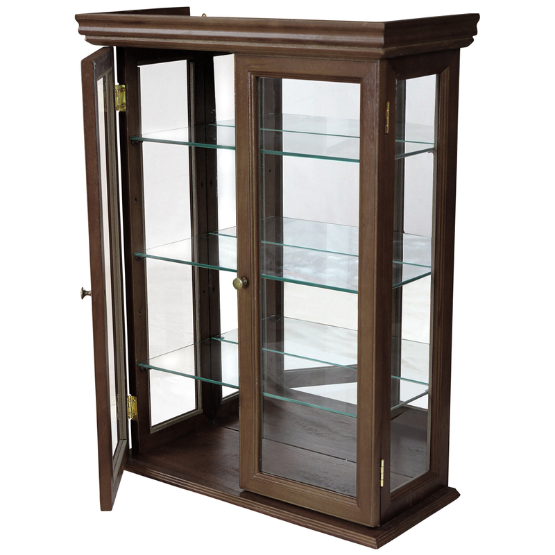 Denya 20'' Wide Solid Wood Mirrored Back Curio Cabinet