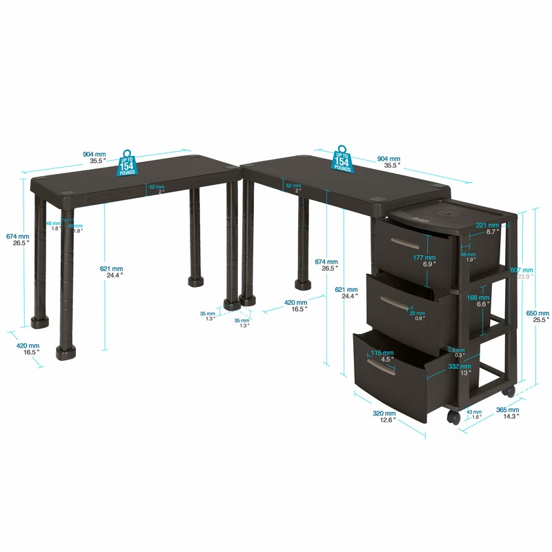 Domel Reversible 36.5" Writing Desk