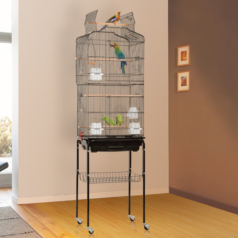 Edelson 64'' Steel Pointed Top Floor Bird Cage with Wheels