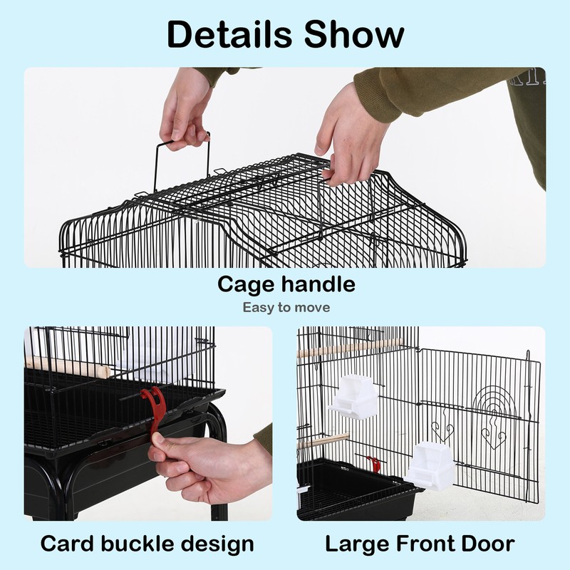 Edelson 64'' Steel Pointed Top Floor Bird Cage with Wheels