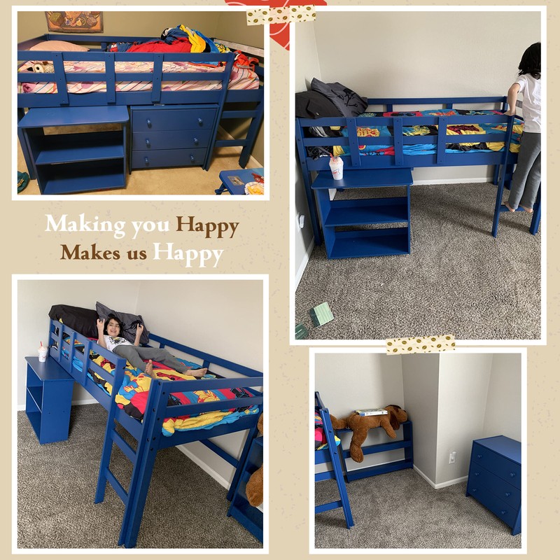 Eirwen Twin Platform Loft Bed with Bookcase by Harriet Bee