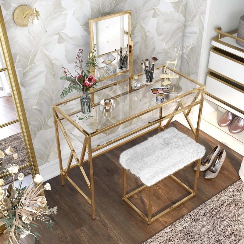 Eisen 42'' Wide Vanity Set with Stool and Mirror