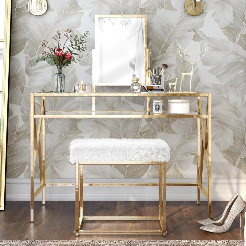 Eisen 42'' Wide Vanity Set with Stool and Mirror