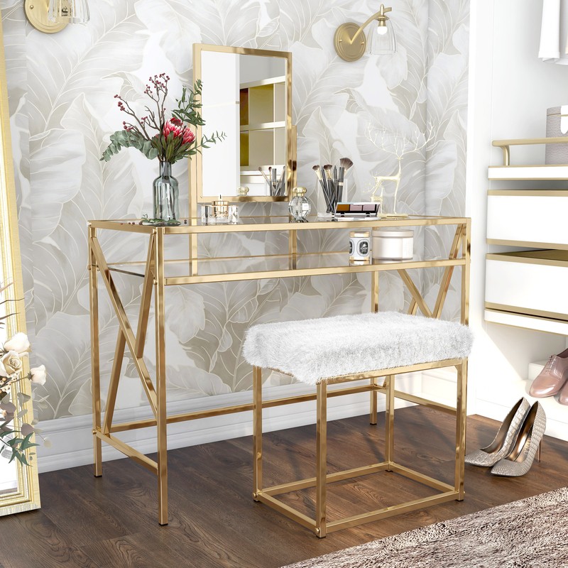 Eisen 42'' Wide Vanity Set with Stool and Mirror