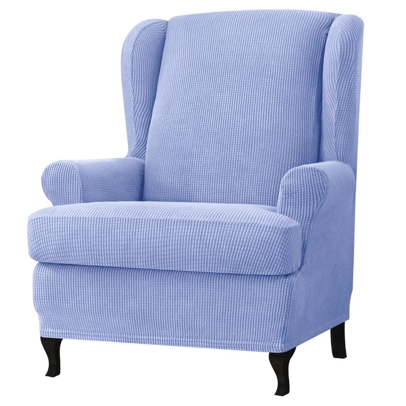 Elastic Textured T-Cushion Wingback Slipcover