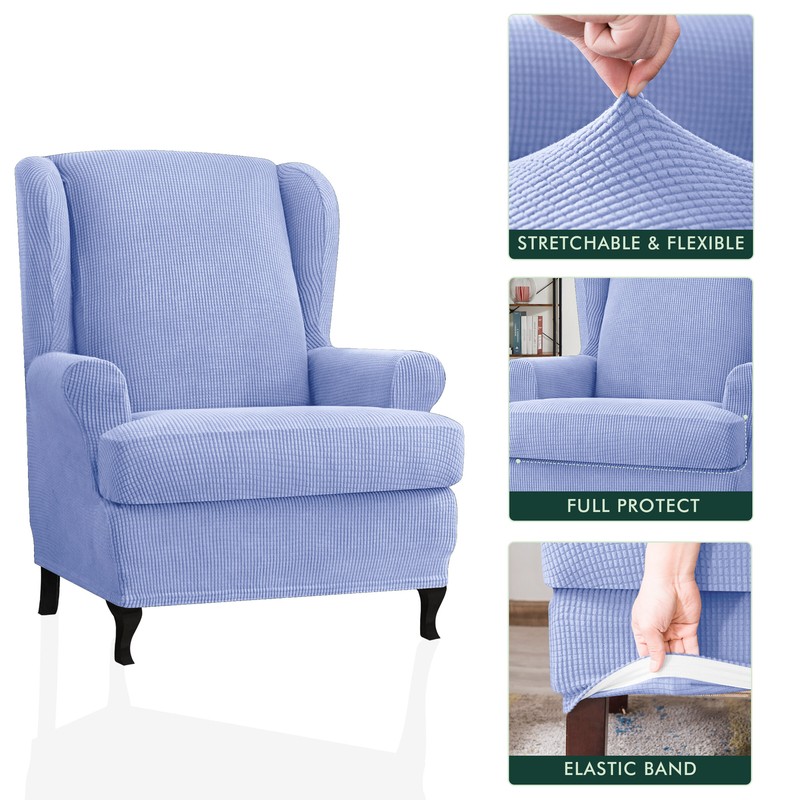 Elastic Textured T-Cushion Wingback Slipcover