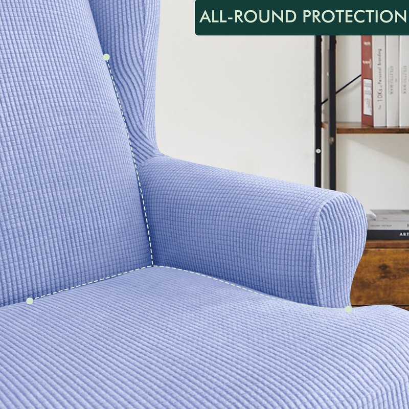 Elastic Textured T-Cushion Wingback Slipcover
