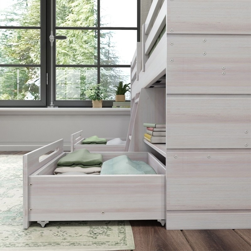 Emmie Twin 2 Drawer Solid Wood Panel Loft Bed with Shelves by Mack & Milo™
