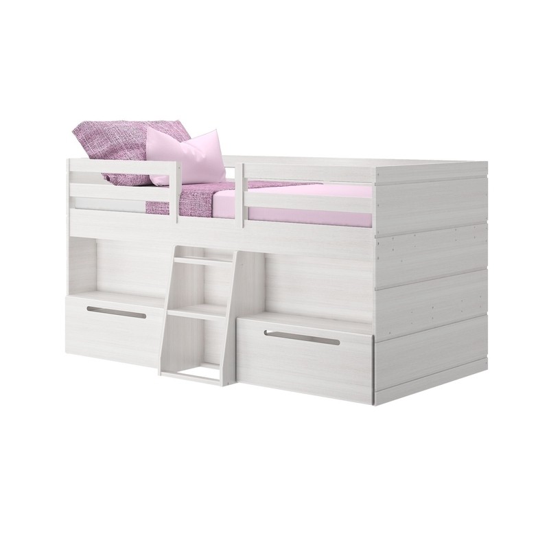 Emmie Twin 2 Drawer Solid Wood Panel Loft Bed with Shelves by Mack & Milo™