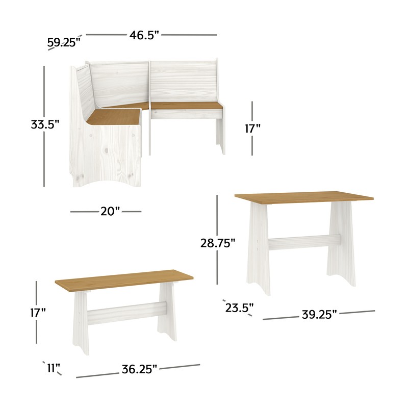 Ethan 6 - Person Pine Solid Wood Breakfast Nook Dining Set