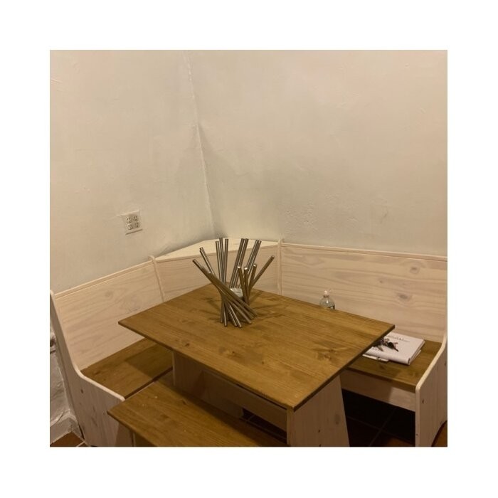 Ethan 6 - Person Pine Solid Wood Breakfast Nook Dining Set