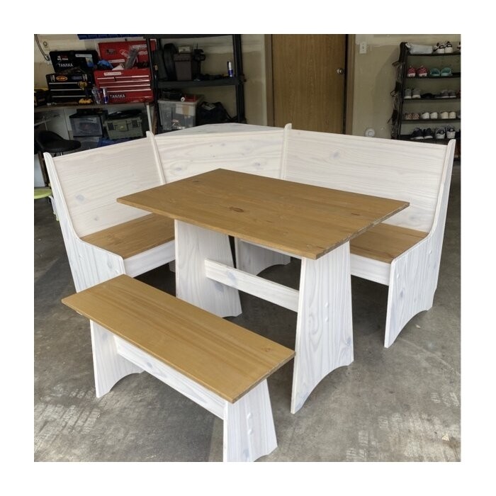 Ethan 6 - Person Pine Solid Wood Breakfast Nook Dining Set