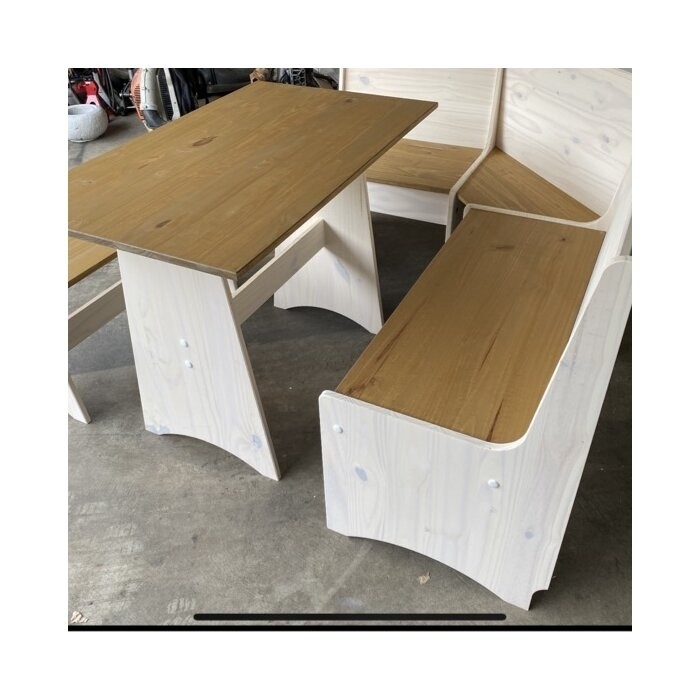 Ethan 6 - Person Pine Solid Wood Breakfast Nook Dining Set