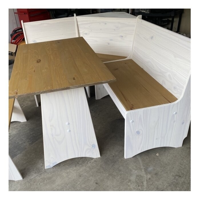 Ethan 6 - Person Pine Solid Wood Breakfast Nook Dining Set