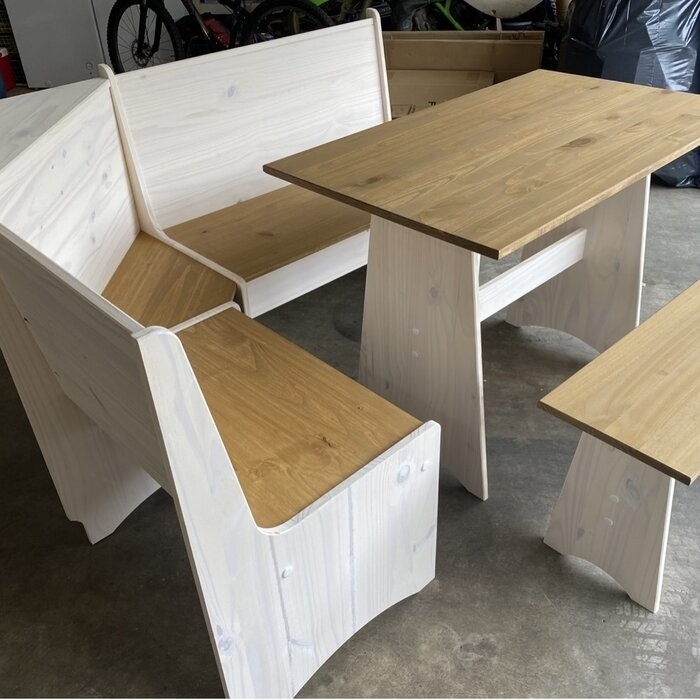 Ethan 6 - Person Pine Solid Wood Breakfast Nook Dining Set