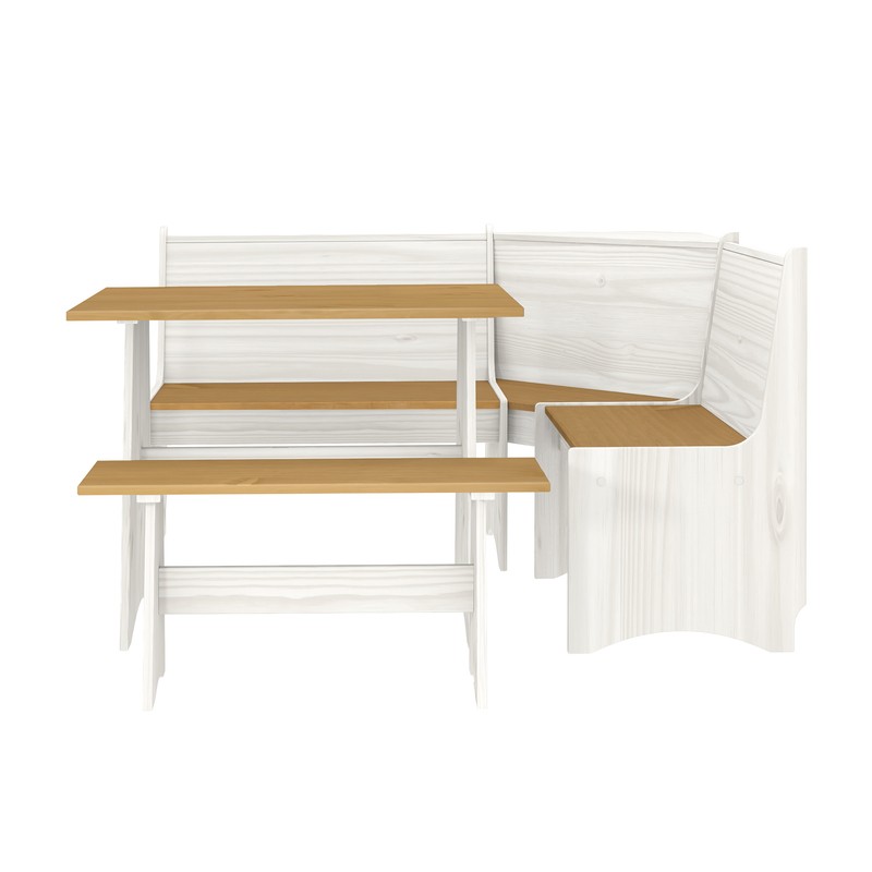 Ethan 6 - Person Pine Solid Wood Breakfast Nook Dining Set