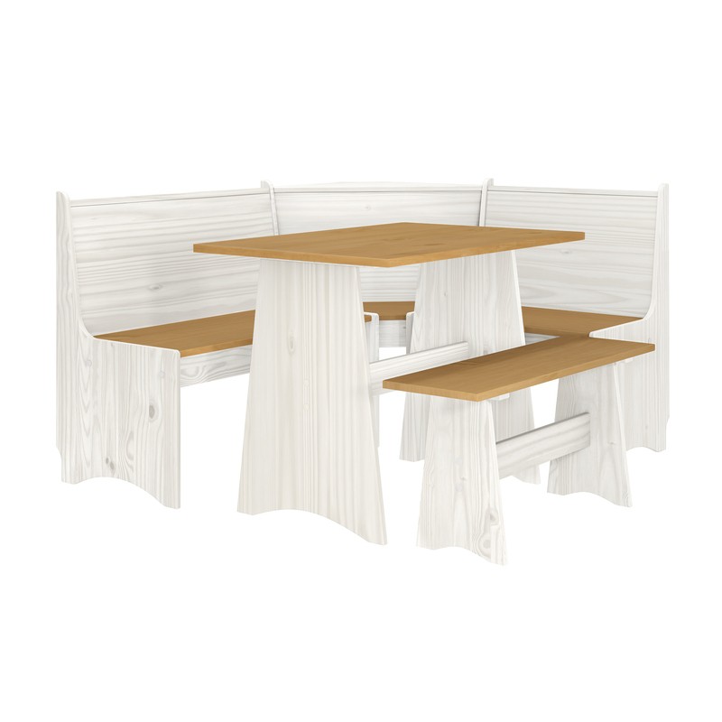 Ethan 6 - Person Pine Solid Wood Breakfast Nook Dining Set