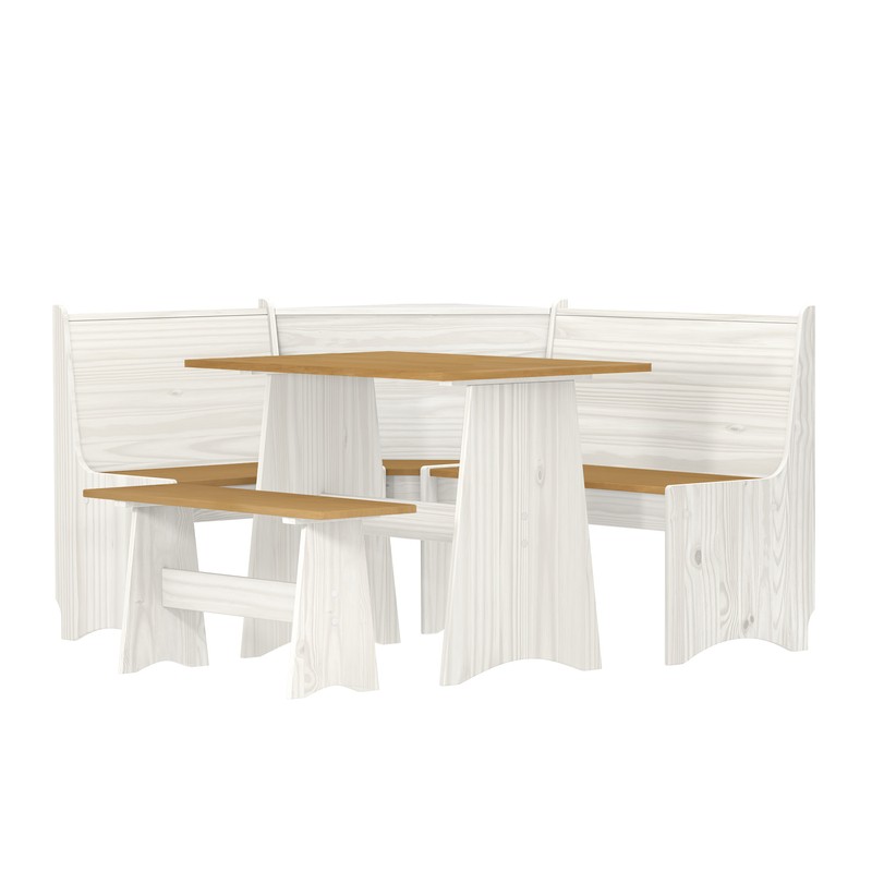 Ethan 6 - Person Pine Solid Wood Breakfast Nook Dining Set