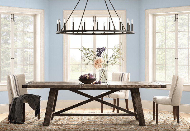 Fahey Extendable Acacia Solid Wood Trestle Dining Table