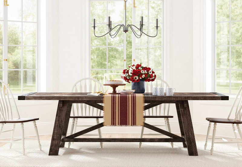Fahey Extendable Acacia Solid Wood Trestle Dining Table