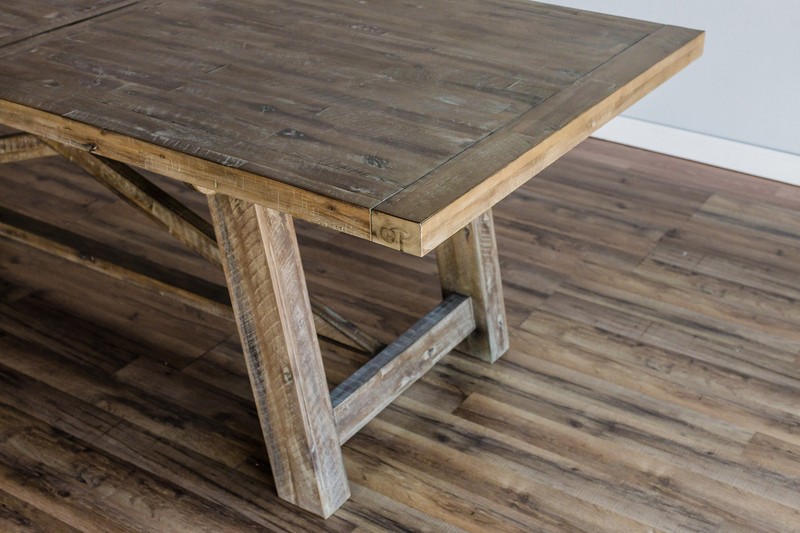 Fahey Extendable Acacia Solid Wood Trestle Dining Table