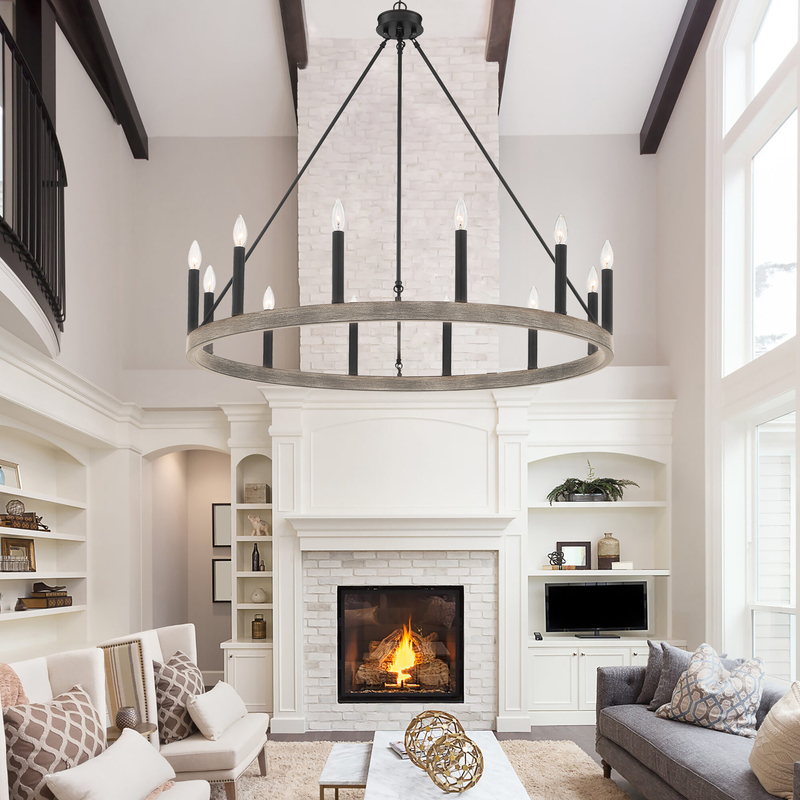 Finchley 12 - Light Candle Style Wagon Wheel Chandelier