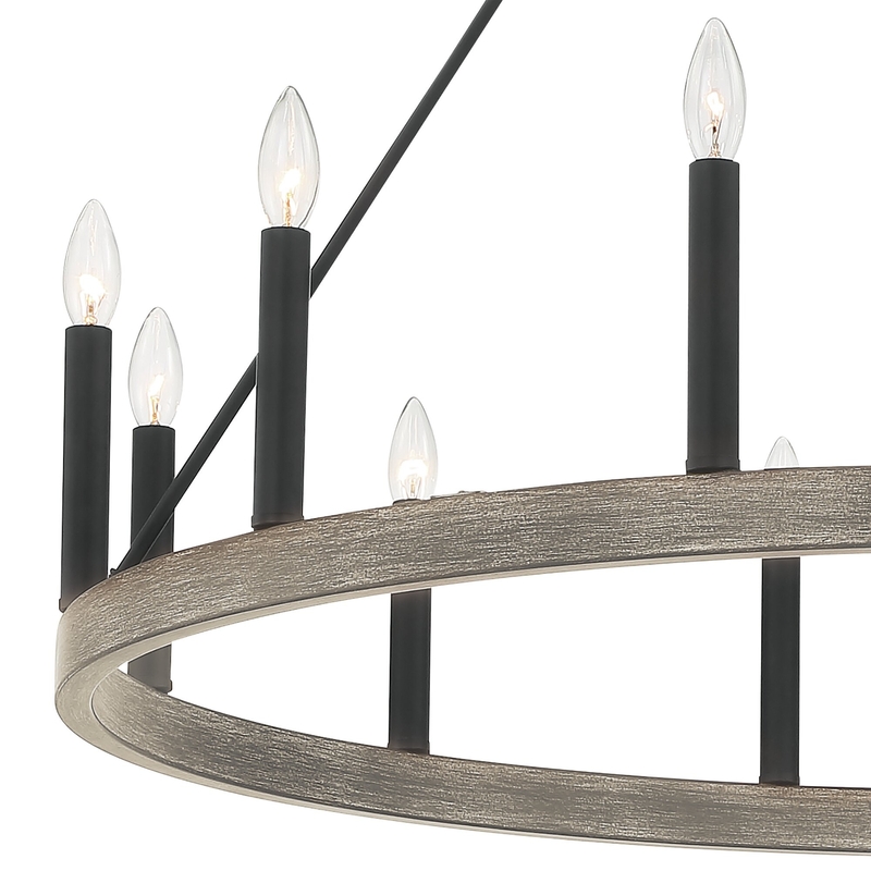 Finchley 12 - Light Candle Style Wagon Wheel Chandelier