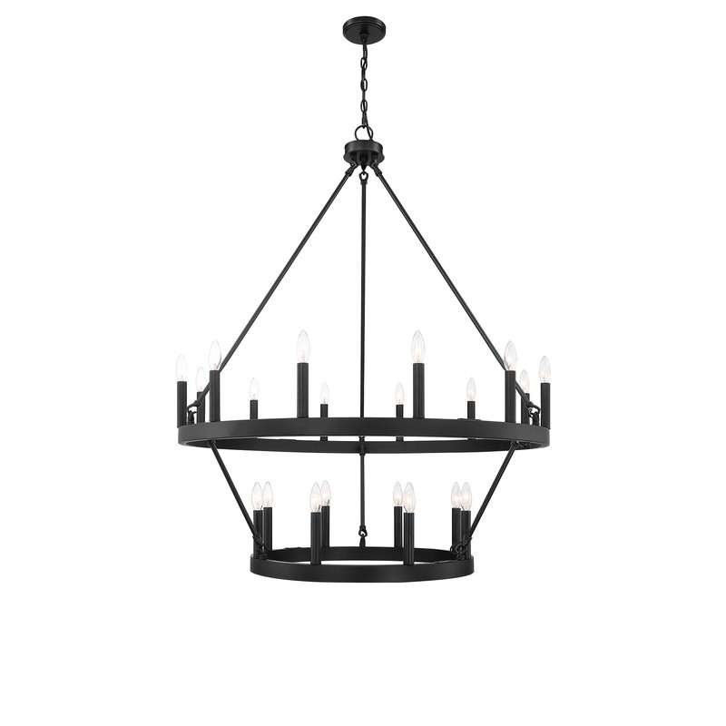 Finchley 20 - Light Candle Style Wagon Wheel Chandelier