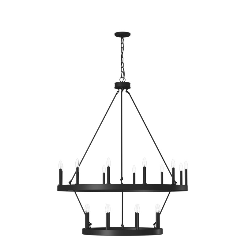 Finchley 20 - Light Candle Style Wagon Wheel Chandelier