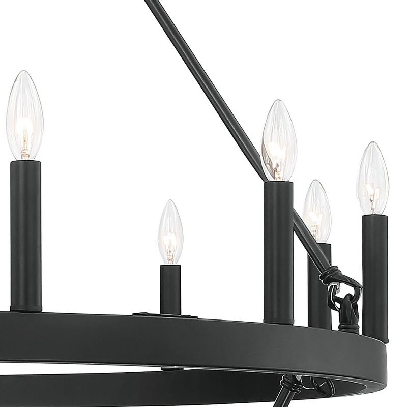 Finchley 20 - Light Candle Style Wagon Wheel Chandelier