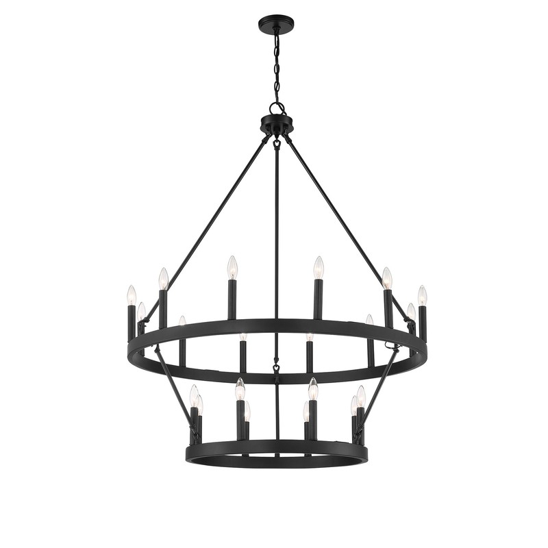 Finchley 20 - Light Candle Style Wagon Wheel Chandelier