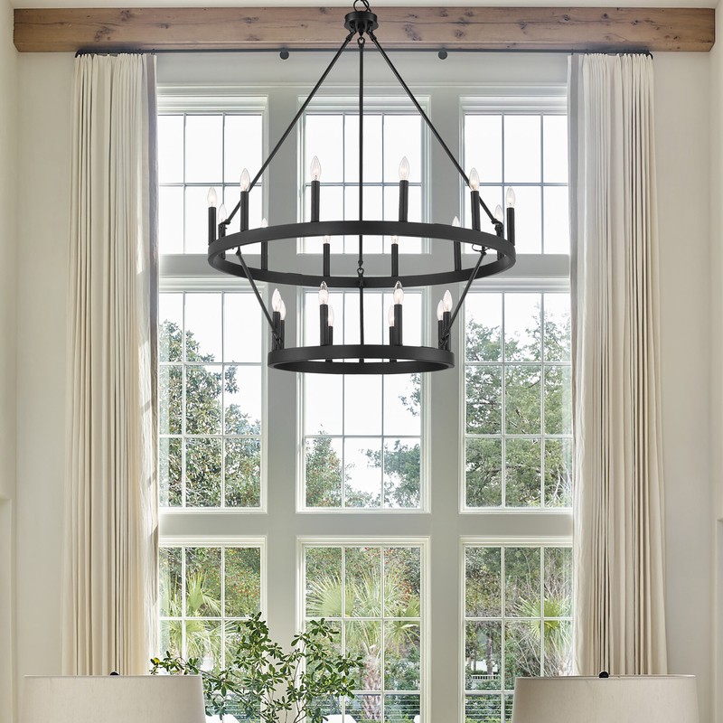 Finchley 20 - Light Candle Style Wagon Wheel Chandelier
