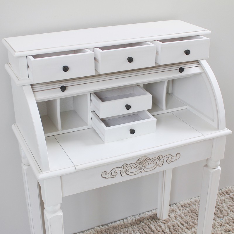 Fleuriel Solid Wood Secretary Desk with Hutch