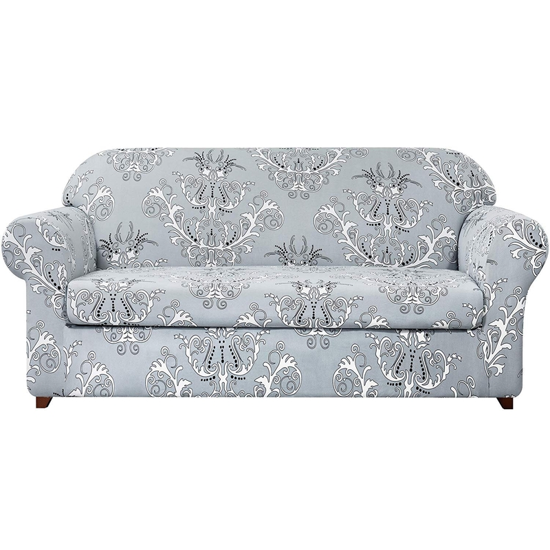 Flower Printed Stretch Box Cushion Sofa Slipcover