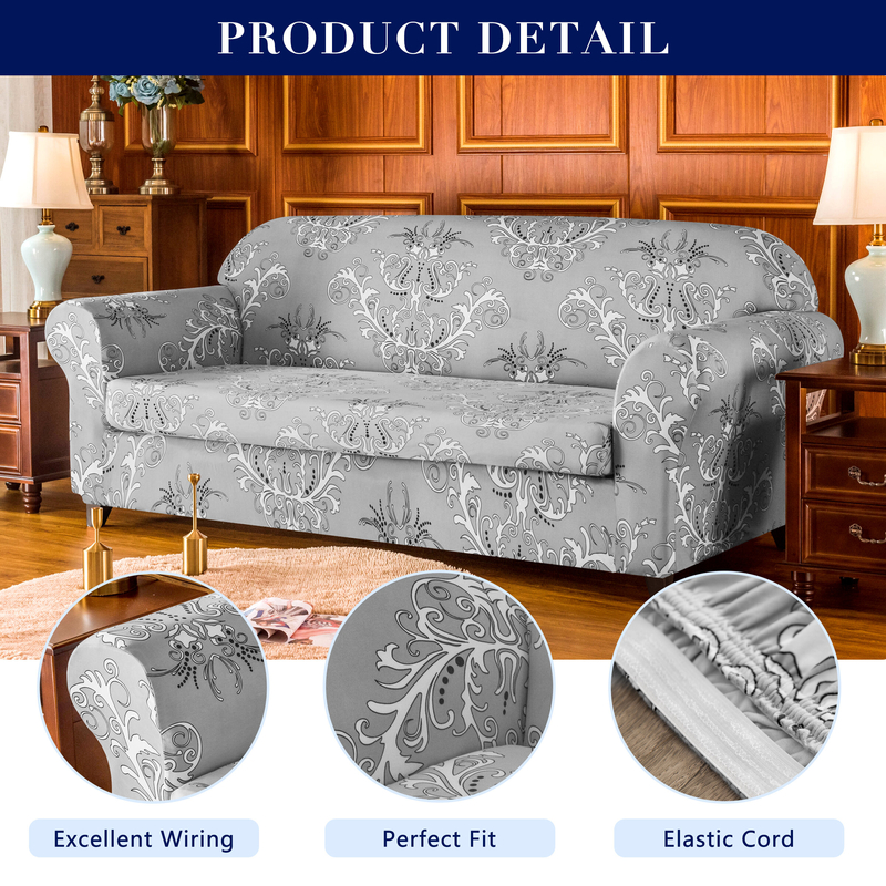 Flower Printed Stretch Box Cushion Sofa Slipcover
