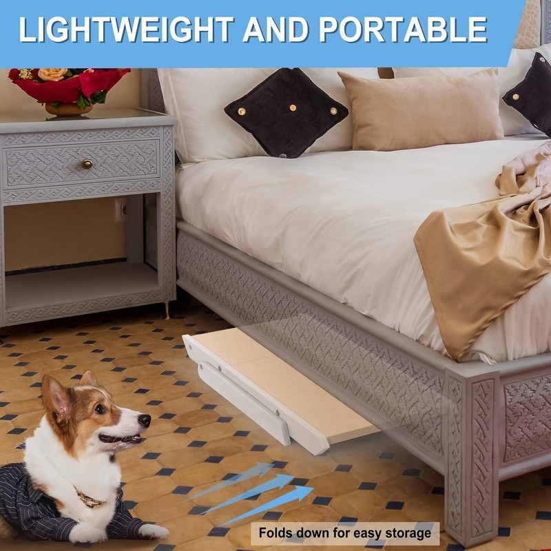 Foldable Dog Stairs, Non-Slip Wooden Dog Ramp, Portable 3 Step Pet Steps For Couch, High Beds And Cars, Suitable For Small To Large Dogs And Cats, Up To 150Lb