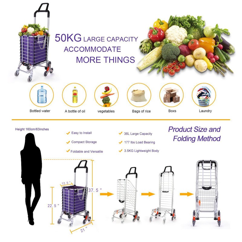 Folding Swivel Wheel Grocery Utility Carts