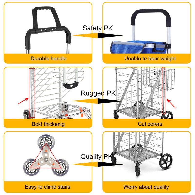 Folding Swivel Wheel Grocery Utility Carts