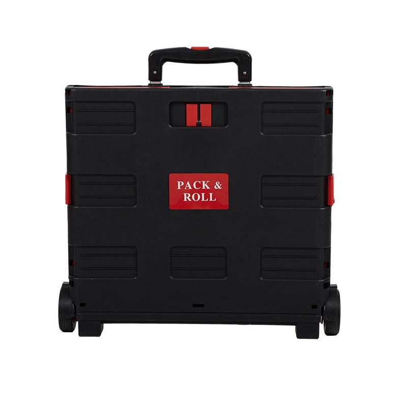 Folding Utility Cart 80Lbs Capacity Hand Cart Grocery Cart With Wheels Mobile Collapsible Rolling Crate For Shopping Luggage Tools Office Daily Use,Red/Large