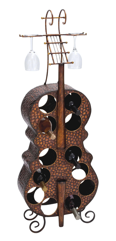 Follansbee 12 Bottle Floor Wine Bottle & Glass Rack in Copper