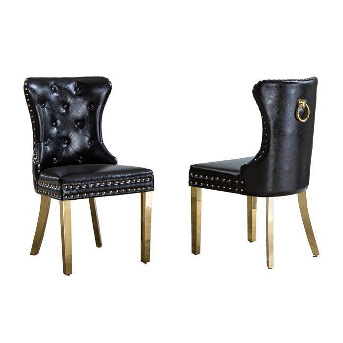 Genuine Leather Wingback Dining Chairs
