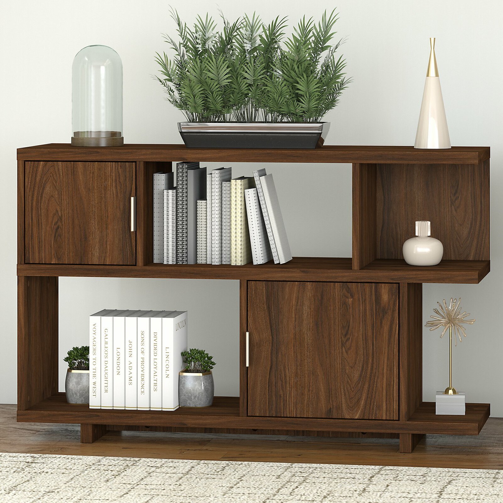 Geometric Low Bookcase with Doors